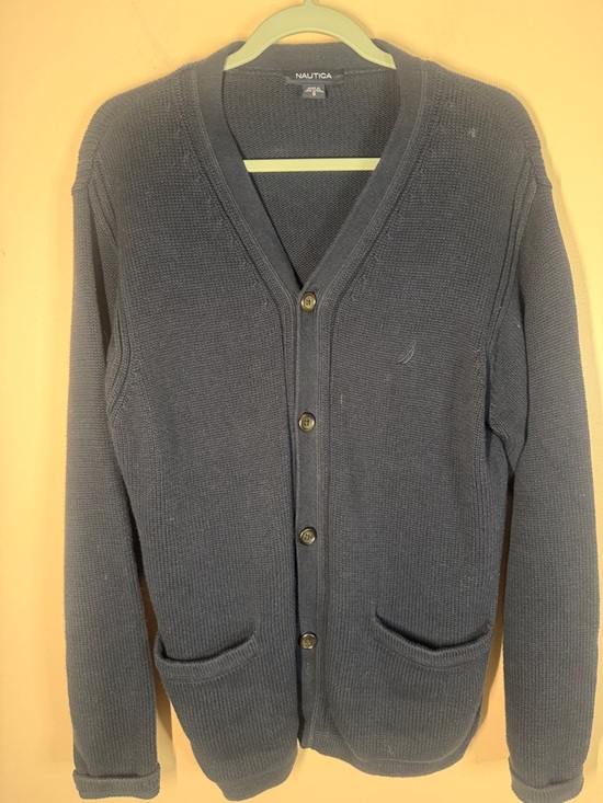 Nautica Other - Nautica Men's Dark Blue Cotton Button-Up Cardigan Sweater